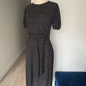 Zara Black and White Puff Sleeve Sheath Dress